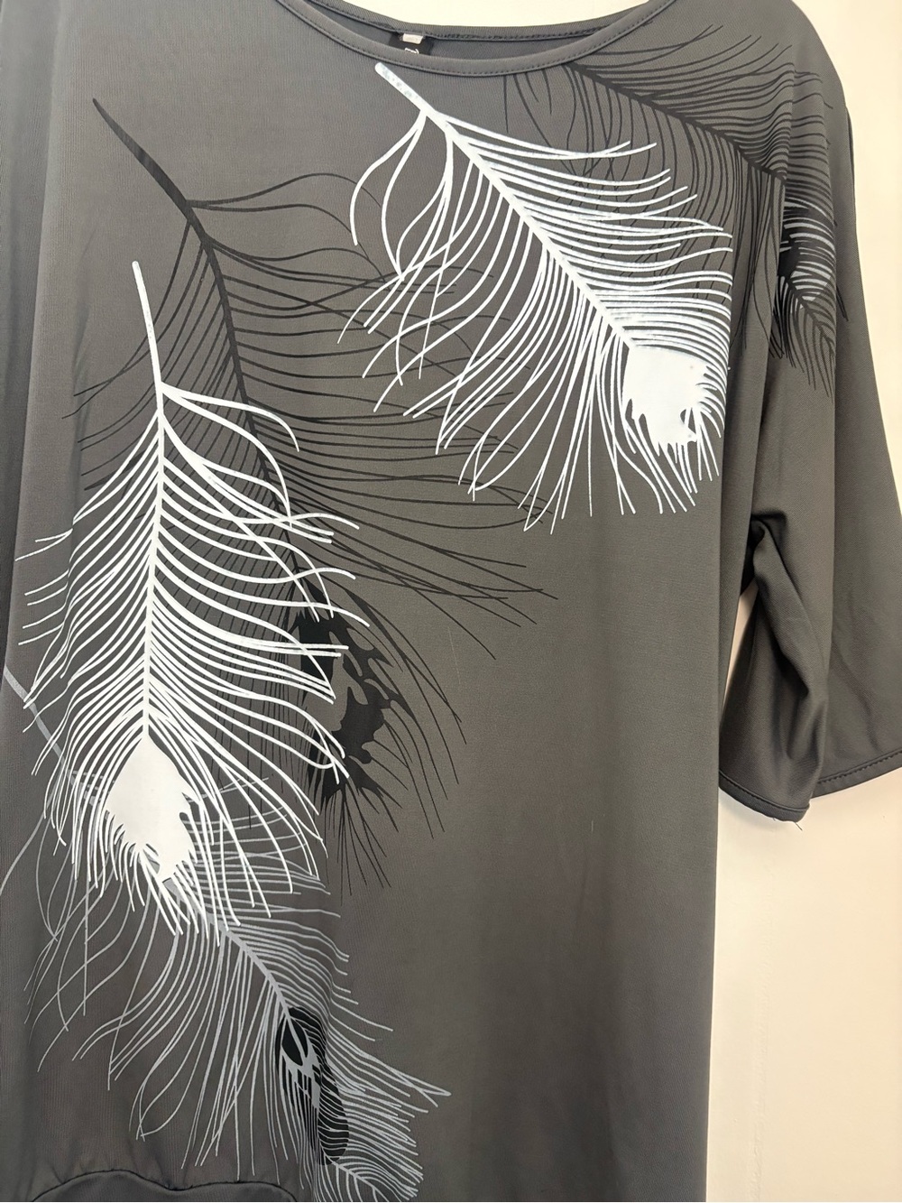 Men's Gray Feather-Print Shirt